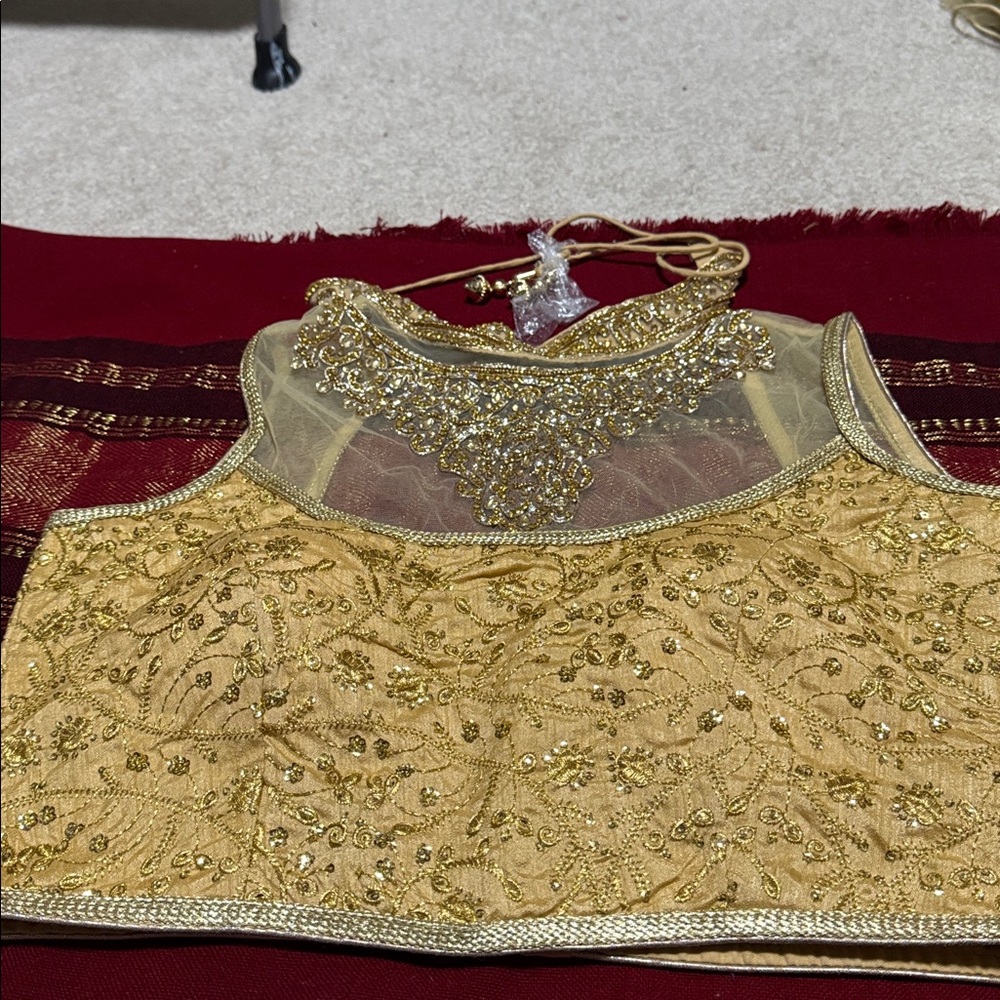 Brand new designer Elegant Gold Embellished saree blouse